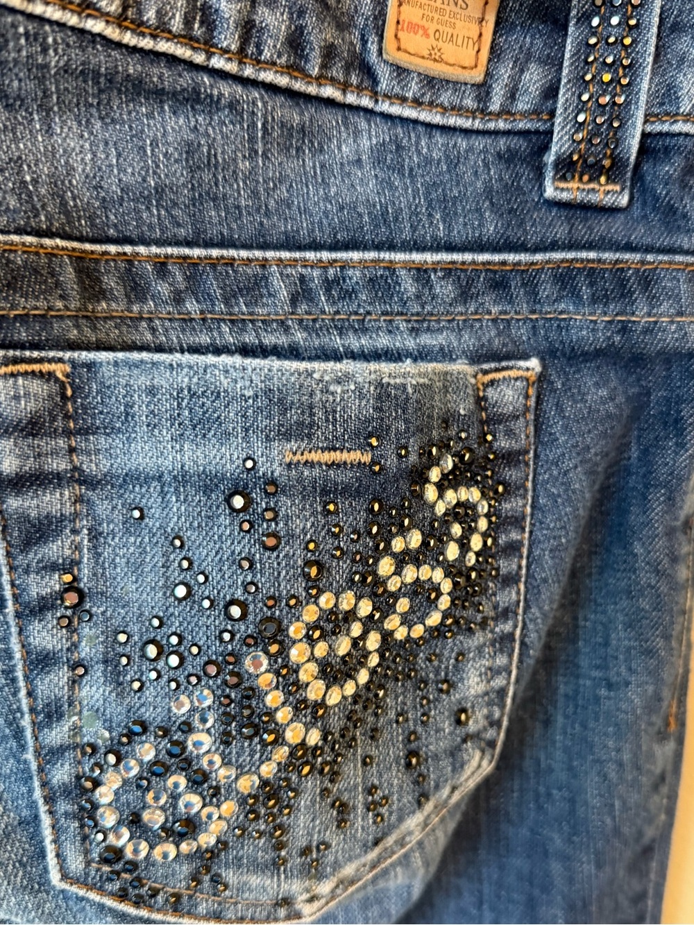 Guess crystal studded jean’s daredevil boot cut